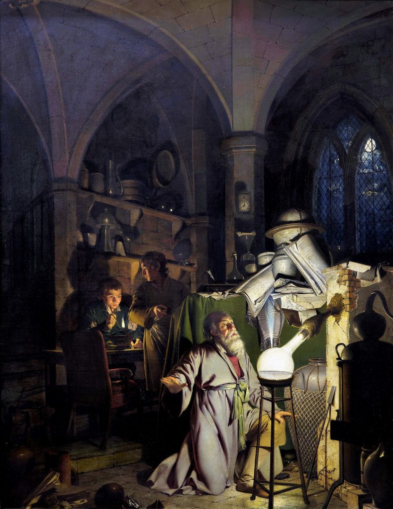 The Alchemist in Search of the Philosopher's Stone by Joseph Wright, 1771