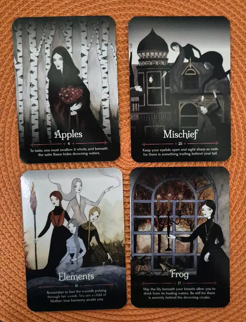 Example cards from the Season of the Witch - Samhain Oracle