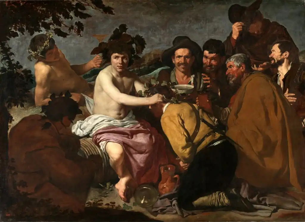 The Triumph of Bacchus by Velázquez, 1628 is an example of Baroque art 