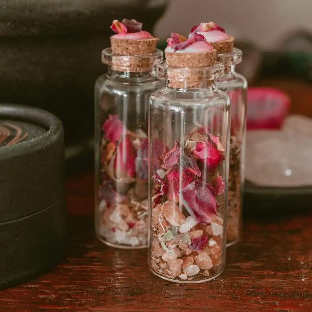 Love spell bottles made by The Self-Care Emporium