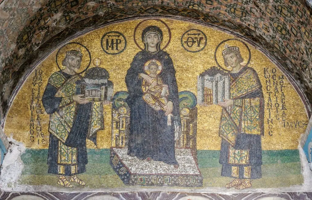 Mosaic from Hagia Sophia. An example of Byzantine art.