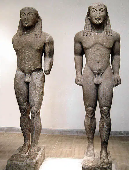 Statues of Kleobis and Biton are a good example of Ancient Greek art