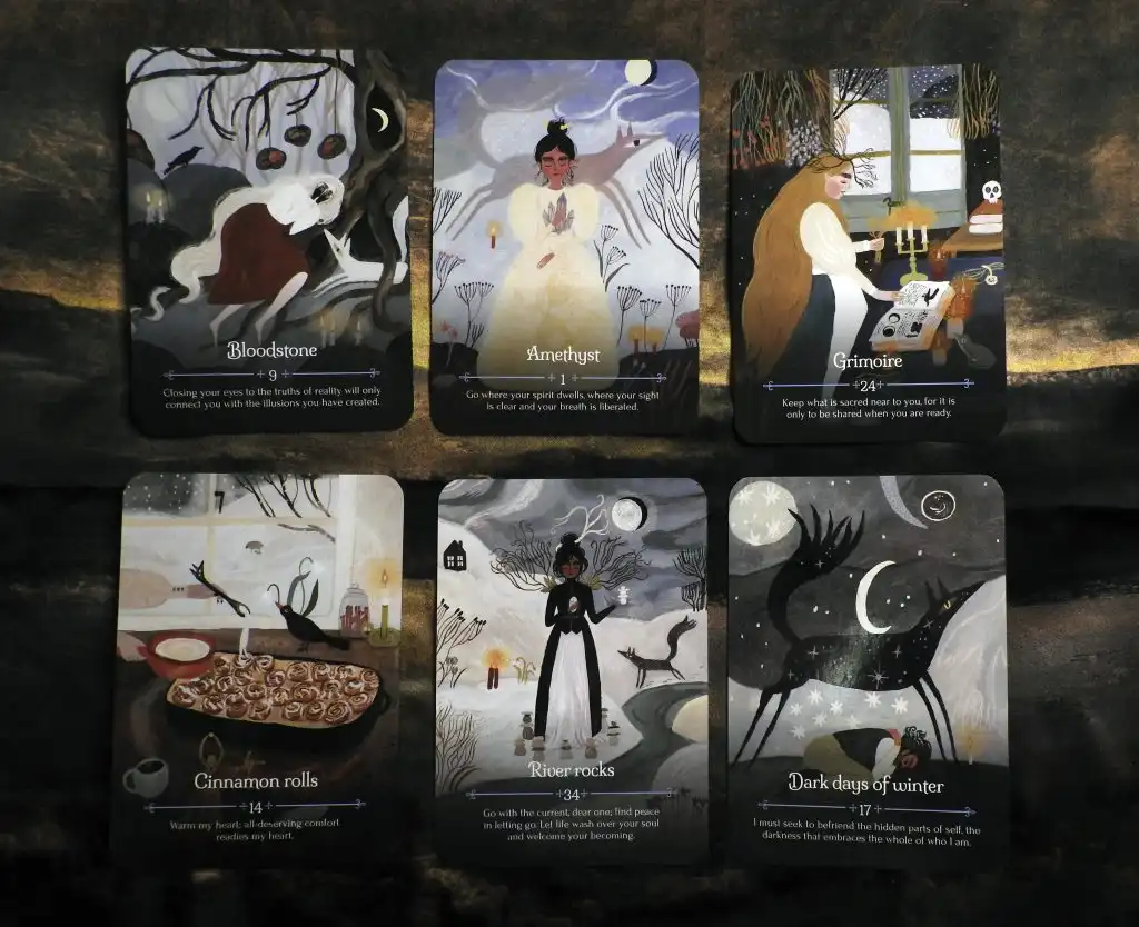 Example Cards from Seasons of the Witch: Imbolc Oracle