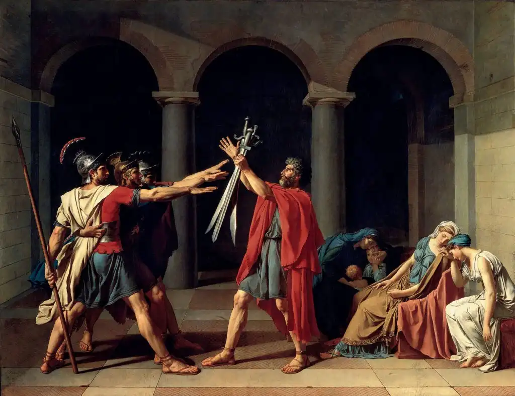 Oath of the Horatii by Jacques-Louis David, 1784 is a good example of Neoclassicism