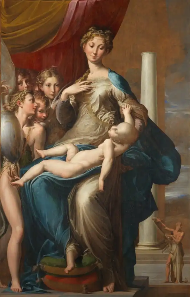 Madonna with the Long Neck by Parmigianino, 1535-40 is a good example of Mannerism
